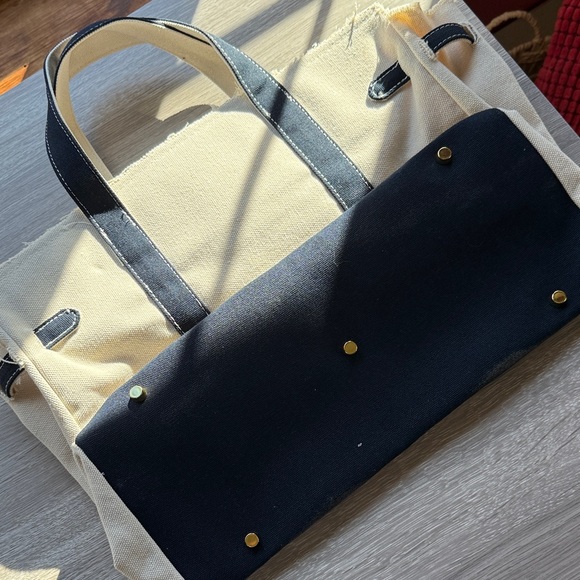 Boatkin Bag. Natural canvas with navy blue straps Tote Bag. - Picture 5 of 5
